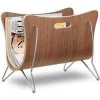 relaxdays Zeitungsständer aus Holz braun geboge