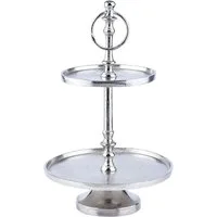 Marrakesch Orient & Mediterran Interior Dekotablett Moderne Etagere Annika handgefertigt aus Aluminium in Silber 34 cm (1 St), Handarbeit