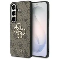 Guess Handyhülle Hülle braun Galaxy S26 Plus Kunstleder Big Logo goldfarben Metall 6,7 Zoll, Kantenschutz