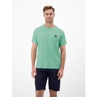 LERROS Rundhalsshirt mit Logo-Badge und in Waffle-Optik