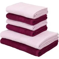 OTTO home Handtuch Set Anna, 2 Duschtücher 70x140, 4 Handtücher 50x100, Walkfrottee (Set, 6-St), Handtuch-Set, gestreifte Bordüre, weich, 100% Baumwolle, zweifarbig