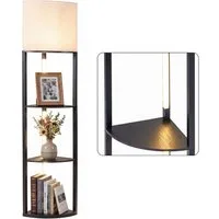 COSTWAY Stehlampe, 159cm mit Regalen, 3 Helligkeitseinstellungen, Fußschalter