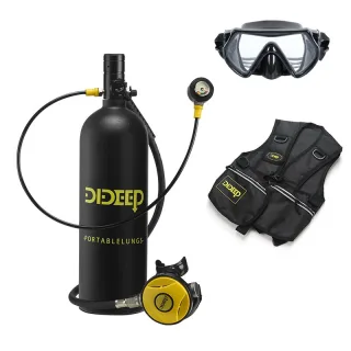 [EU Direct] DIDEEP 2L Scuba Diving Tank+Upgrade Pressure Gauge+Diving Vest Oxygen Cylinder Tank Set Snorkeling Equipment