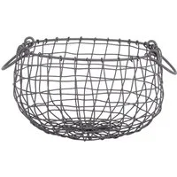 esschert design Dekokorb Draht Korb -MITTEL- rund Ø 26 cm Griffe Dekoration (1 x Drahtkorb)
