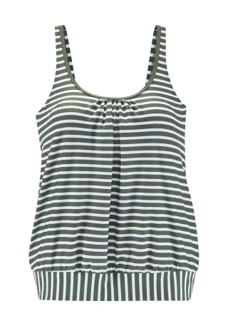 LASCANA - Venice Beach LM exkl. Sport Oversize-Tankini-Top oliv stripe - Gr. - 48