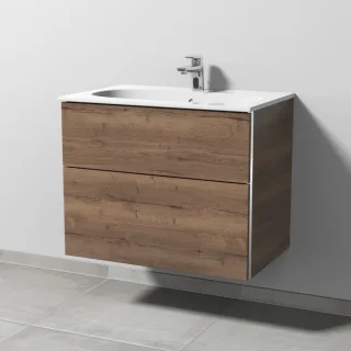 Sanipa 3way Waschtischunterbau zu Geberit Acanto Slim Waschtisch mit 2 Auszügen, Eiche-Tabak BR41150