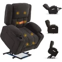 FLEXISPOT Relaxsessel Elektrischer Relaxsessel mit Aufstehhilfe, Massage- und Liegefunktion (mit Heizfunktion, 8-Punkt-Massage, USB-/Type-C-Anschluss, 2 Seitentaschen, 2 integrierte Getränkehalter, 105°-165° verstellbar), belastbar bis 200 kg, XL6