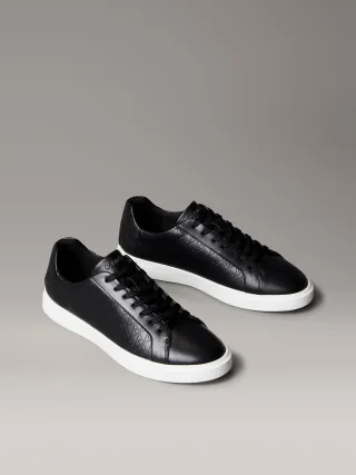 Calvin Klein Sneaker "LOW PRO CUPS LACE UP LTH AOP" Schnürschuh, Freizeitschuh, Halbschuh mit CK-Muster