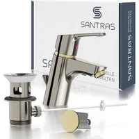 Santras Waschtischarmatur Waschtischarmatur mit Zugstange und Ablaufgarnitur in Aranja / Gold
