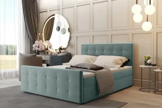 Boxspringbett Schlafzimmerbett CARLOS 180x220cm Stoff Soro Hellgrün inkl.Bett...