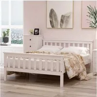 Merax Massivholzbett (Packung), Doppelbett 140x200 cm,Ehebett Bettgestell mit Lattenrost und Kopfteil