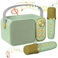 MOPUEA Mikrofon Karaoke Maschine mit 2 Mikrofonen Bluetooth-Lautsprecher (Mini Karaoke Anlage mit 7 Stimmeffekten), Perfekt für Partys und Geburtstage