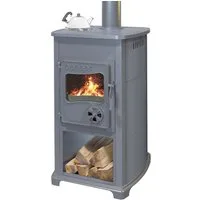 TRGO Kaminofen EEK A+ Bella grau mit Herdplatte, 5,40 kW