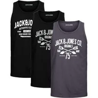 Jack & Jones Tanktop Bequemes Slimfit Shirt mit Printdruck (3er-Pack) mit Print