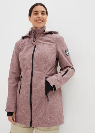 bonprix wasserdichte Funktions-Outdoor-Longjacke mit Teddyfleece, rot, Gr.54, Winddichte Regenjacke mit abnehmbarer Kapuze, Teddyfleece im Kragen und in der Kapuze, aus Fleece