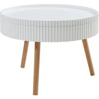 en.casa Couchtisch, »Bongard« Ø60 x 45 cm in gerillter Optik rund Weiß