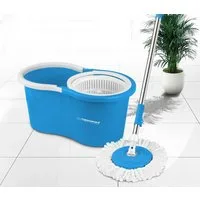 Esperanza Wischmopp Bodenwischer Wischmop Set Mopp Eimer Teleskopstiel Mikrofaser, Schmutzwasserauslass unten & Eimer mit 360°-Drehung & Beweglicher Kopf