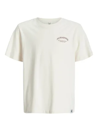 JACK&JONES - JJEBRANDES BACKP RELAXED TEE SS SN JNR Antique White - Gr. - 152
