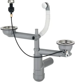Neuesbad Siphon SPACE SAVER LUX für 1, 5/2-Becken Granit SINKS, mit POP-UP Ablauf NB1DEZXY99181