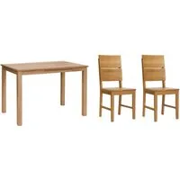 Woodroom Essgruppe Kota, (aus Hevea Massivholz, lackiert, Esstisch 110x70cm mit 2 Stühlen), Stuhl-Set und Tischgruppe für Esszimmer
