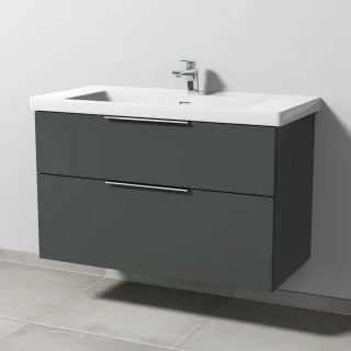Sanipa 3way Waschtischunterbau zu Villeroy & Boch Subway 3.0 Waschtisch mit 2 Auszügen, Anthrazit-Ma UM84922