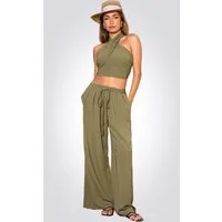 Cupshe Top & Hose Zweiteiliges Neckholder-Tanktop und weites Bein (Set, Oberteil + Hose)