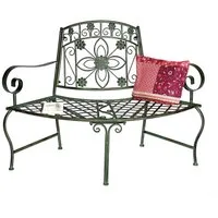 DanDiBo Sitzbank Halbrund Metall Wetterfest Grün 130 cm Baumbank 96009 Gartenbank, Parkbank Eisenbank