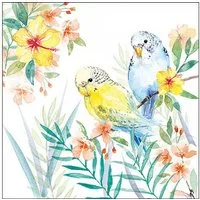 Ambiente Luxury Paper Products Papierserviette, Servietten Papier 33x33cm 3-lagig mit Wellensittich Motiv 20 Stück