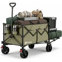 Sekey Bollerwagen 150 KG Faltbarer Bollerwagen Faltbar Handwagen verlängerbar auf 129 cm, 160L bis 240L dank erweiterbarer Heckklappe / Hintertür für Hund