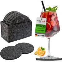 wortek Getränkeuntersetzer Filz-Untersetzer Rund für Gläser 10er Set + Box, Zubehör für Tisch & Gläser, Set, 10-tlg., waschbare Getränke Glasuntersetzer Gläser, Tischuntersetzer Filz 10 cm
