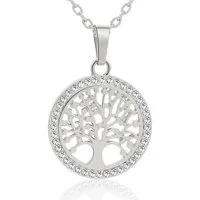 Taffstyle Kette mit Anhänger Halskette mit Lebensbaum Zirkonia Anhänger Tree of Life Schmuck (Filigrane Lebensbaum Halskette mit Kristallbesatz und verstellbarer Kette - Geschenkidee), Geschenkidee für Frauen