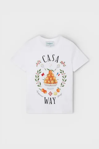 Casablanca Casa Way Damen Bedrucktes Fitted T-Shirt Weiß