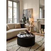 KADIMA DESIGN Couchtisch Couchtisch 67x67x31 cm Metall Schwarz Sofatisch Rund, Design (Lamellen-Optik, Kleiner Tisch Beistelltisch Wohnzimmer Modern), Wohnzimmertisch mit Wellen-Muster, Kaffeetisch Eisen in