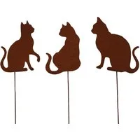 UNUS GARDEN Gartenstecker Stecker Rost Katzen im 3er Set (3er Set) Gartendeko Rostdeko Dekostecker rostige Deko Garten robust