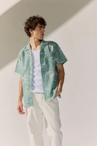 BASEFIELD - He.-Freizeithemd 1/2 Arm pale sage - Gr. - S