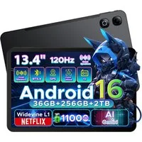 DOOGEE U13Pro Android 16 Tablet 13 Zoll, 11000mAh, 120HZ, 256GB ROM, 5G WiFi Tablet (13.4", 256 GB, Android 16, Wifi, 36GB RAM (6+30GB erweitert), Gemini AI, 13MP, Widevine L1/Face ID/GPS)