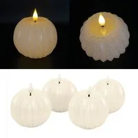 Online-Fuchs LED-Kerze 4er Set LED KUGELKERZEN aus Wachs mit Glitzer, Fernbedienung, (6-Stunden-Timer, 3D-Twist-Design-Struktur), in den Farben Creme, Weiß, Rot und Rosa