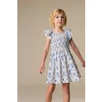 Next Jerseykleid Gesmokte Kleid mit Rüschenärmeln (1-tlg)