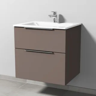 Sanipa 3way Glas-Set Glas-Waschtisch und Unterbau mit 2 Auszügen, Taupe-Matt UP2011T