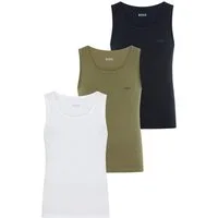 BOSS Tanktop 3P RibClassic BOSS ONE Ton in Ton Stickerei auf der Brust
