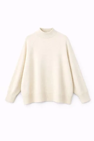 Oversized Rippstrick-Halbrollkragenpullover