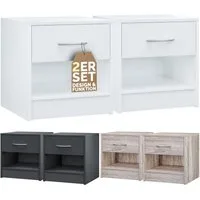 Casaria Nachttisch Kiel (2-St), mit Schublade 41x39x28cm Holz Modern Schlafzimmer Bett Nachtschrank
