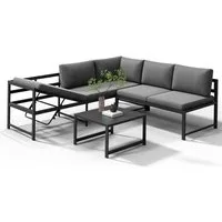 Melko Gartenlounge-Set Ecklounge mit Liegefunktion Aluminium Sitzgruppe wetterfest Grau, (Set, 3-tlg., 2 Sofa, 1 Tisch, 11 Auflagen), Liegefunktion durch verstellbare Rückenlehne