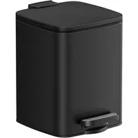 SONGMICS Kosmetikeimer Mülleimer Bad, kleiner Abfalleimer, Tretmülleimer, mit Pedal, 6 Liter, für kleine Räume, mit Deckel, Softclose, Stahl