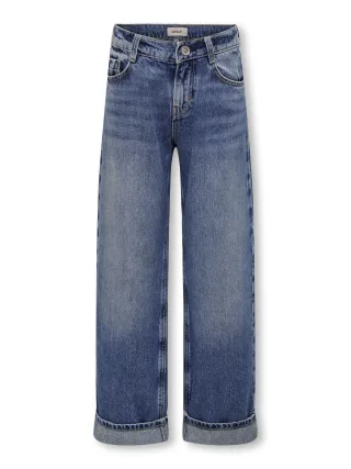 KIDS ONLY - KOGHOPE LOOSE WIDE FOLD UP JEANS DNM CRO medium blue denim - Gr. - 158