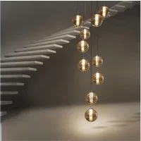 Nettlife Pendelleuchte gold/GrauG9 modern Glas 1/3/4/6/10/15 Flammig Hängelampe, Höheverstellbar, LED wechselbar, Warmweiß, für Küchen Wohnzimmer Schlafzimmer Flur