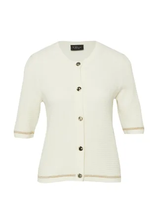 s.Oliver BLACK LABEL - Strickjacke mit Halbarm weiß - Gr. - 38