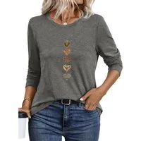 PYLIKE Rundhalsshirt Damen Herbst bequemes Casual Basic Rundhalsshirt mit Langarm t shirt Geeignet für den täglichen Gebrauch im Büro und zu Hause