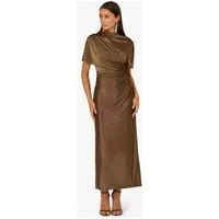 Adrianna Papell Strickkleid Metallic Knit Long Dress Figurbetontes Kleid aus metallischem Strick mit Rüschen und Cape-Ärmel