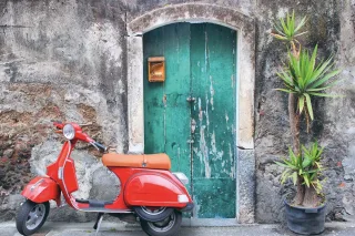 Leinwandbild ROTES MOPED